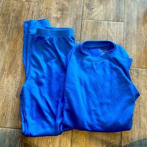 LL Bean base layer blue long underwear thermal shirt and pants